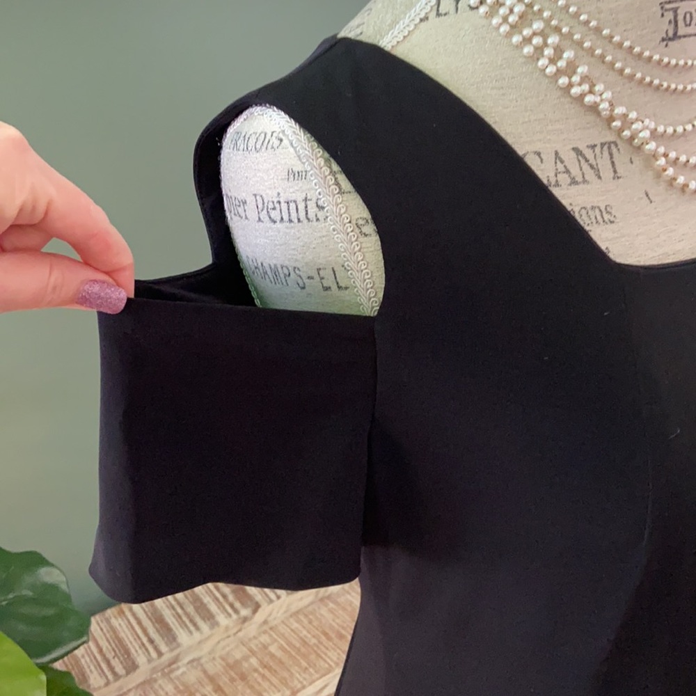 Calvin Klein Solid Black Cold Shoulder Dress 8 - image 3